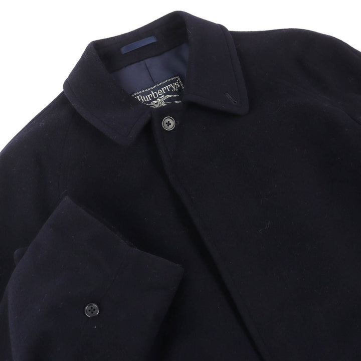 Great Burberrys coat long Navy wool mens