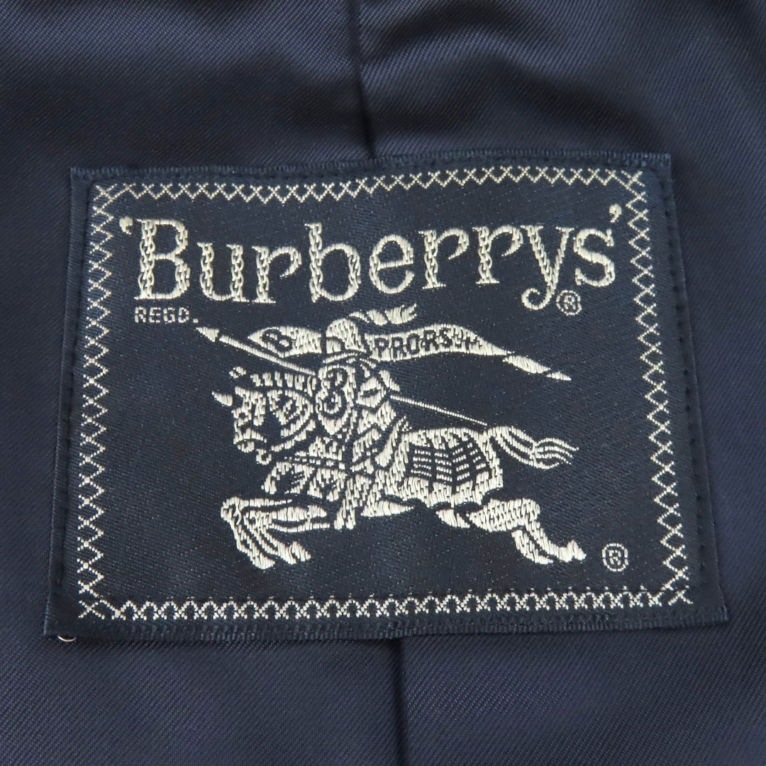 Great Burberrys coat long Navy wool mens