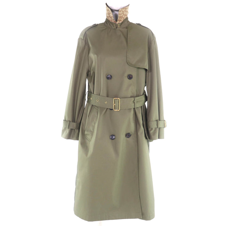 Great COACH trench coat Tonal Mixed Material Trench khaki cotton Women S CL266