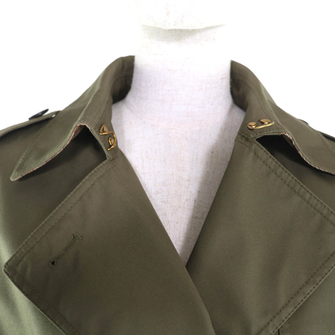 Great COACH trench coat Tonal Mixed Material Trench khaki cotton Women S CL266