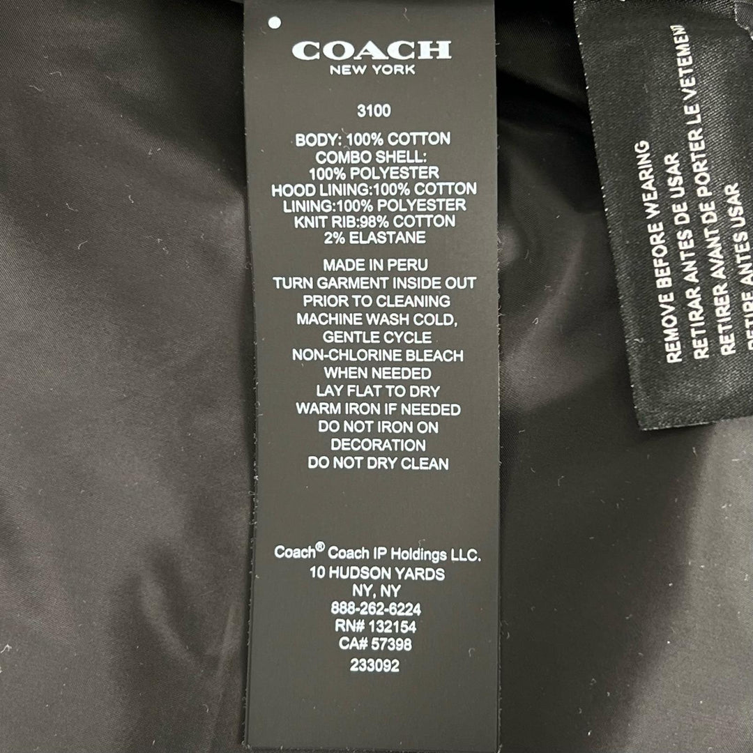 Great COACH hoodie Logo patch Signature ZIP gray cotton mens S 3100