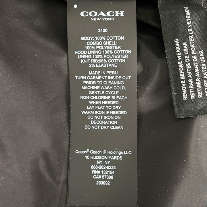 Great COACH hoodie Logo patch Signature ZIP gray cotton mens S 3100
