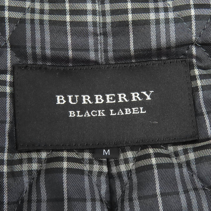 Great BURBERRY BLACK LABEL pea coat Lining check pattern quilted wool M