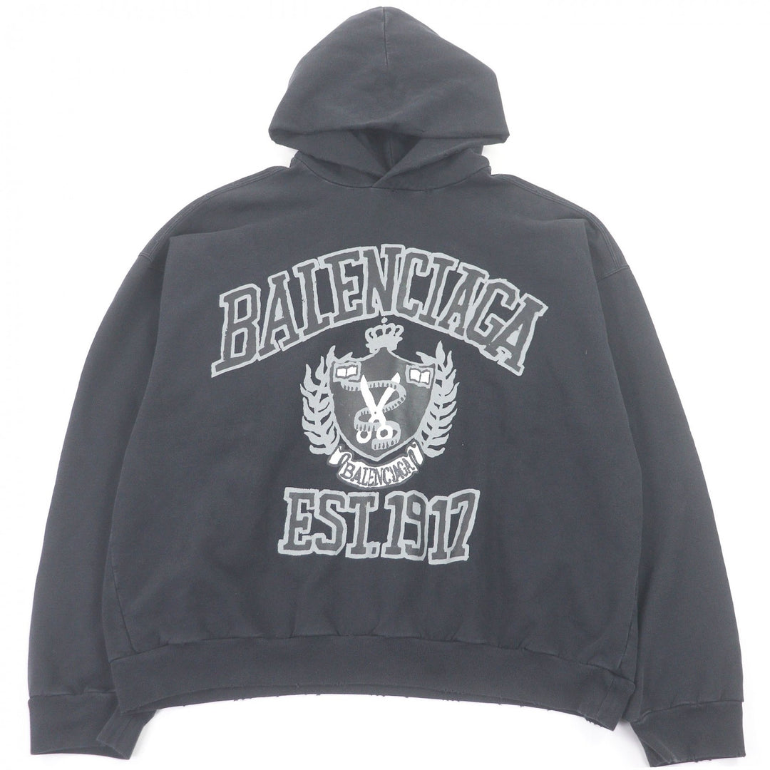 Excellent BALENCIAGA hoodie DIY COLLEGE LOGO HOODIE Damage processing