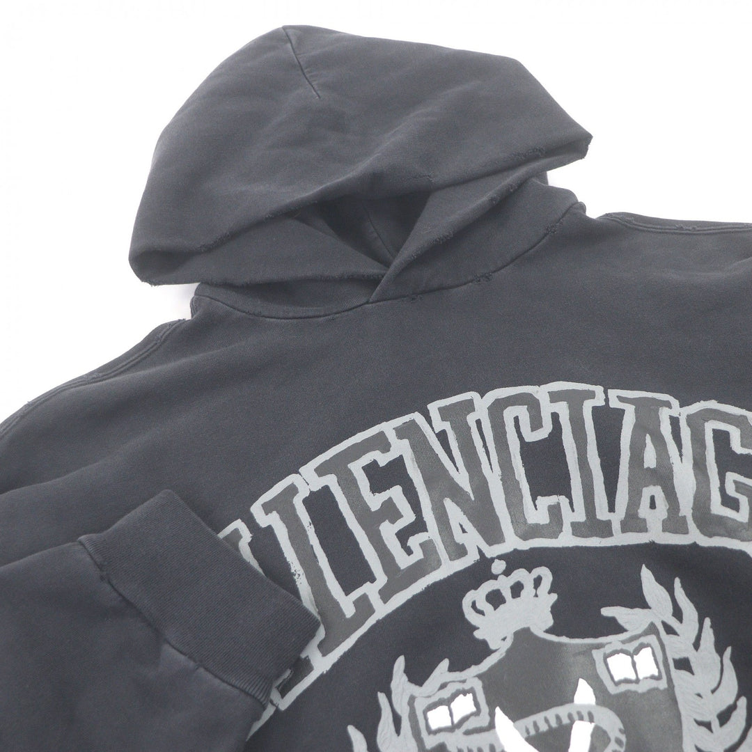 Excellent BALENCIAGA hoodie DIY COLLEGE LOGO HOODIE Damage processing