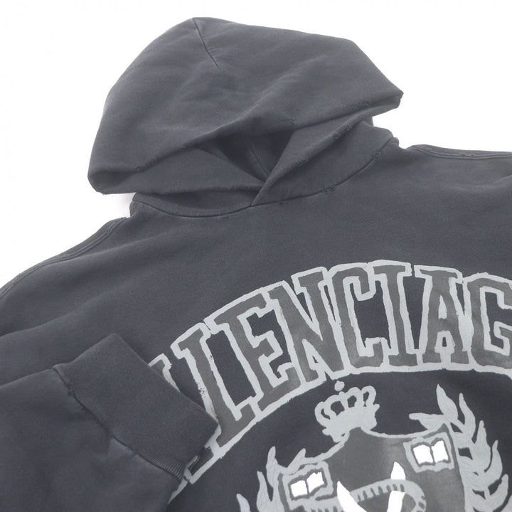 Excellent BALENCIAGA hoodie DIY COLLEGE LOGO HOODIE Damage processing