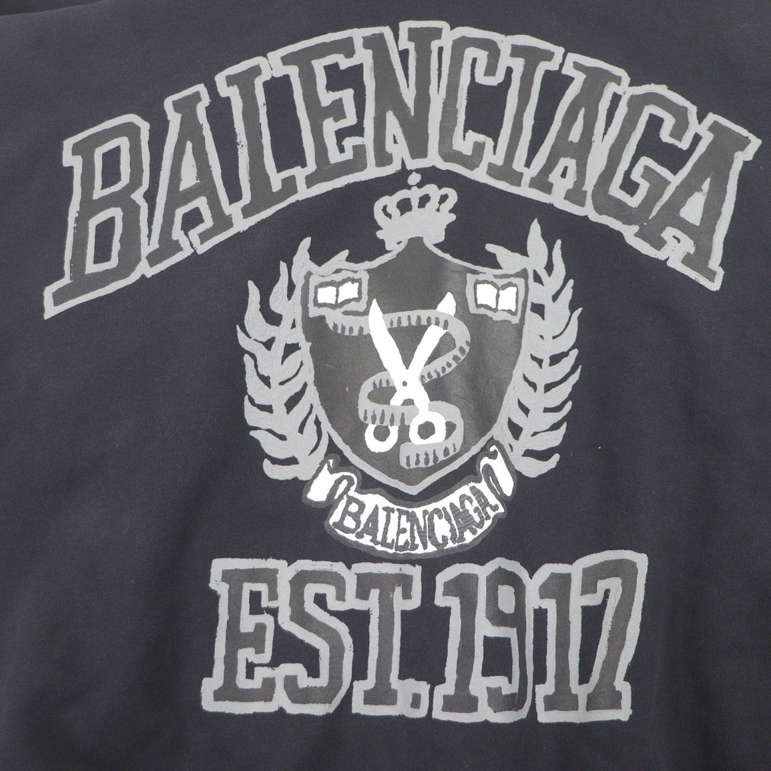 Excellent BALENCIAGA hoodie DIY COLLEGE LOGO HOODIE Damage processing