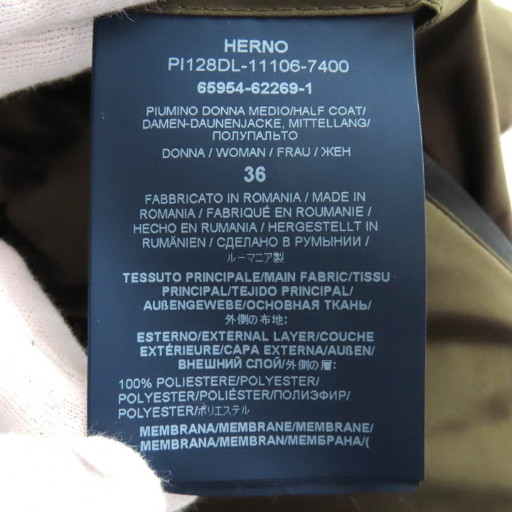 Great Herno Down jacket GORETEX Goretex with hood khaki Women 36 PI128DL