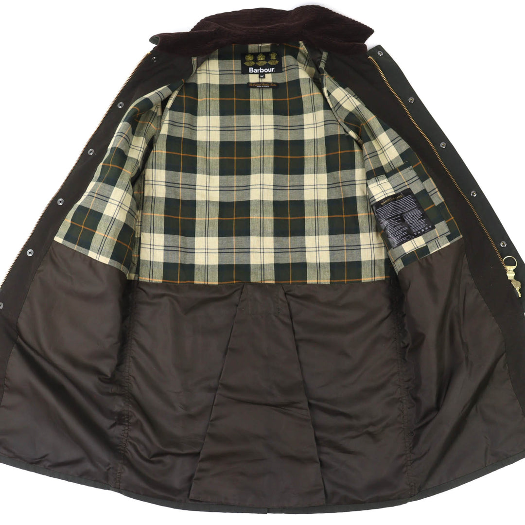 Great Barbour coat NEW BURGHLEY WAX JACKET Check Pattern Oiled Lining Coat 36