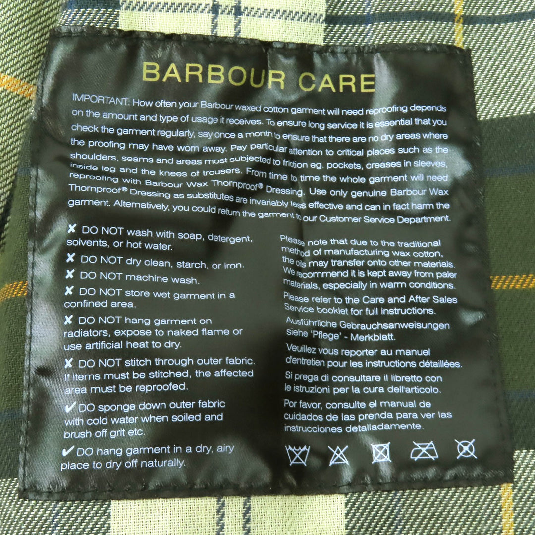 Great Barbour coat NEW BURGHLEY WAX JACKET Check Pattern Oiled Lining Coat 36
