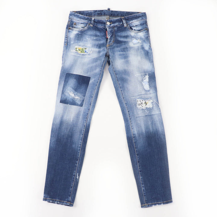 Great DSQUARED2 Denim pants design Indigo blue cotton Women 40 S75LB0589