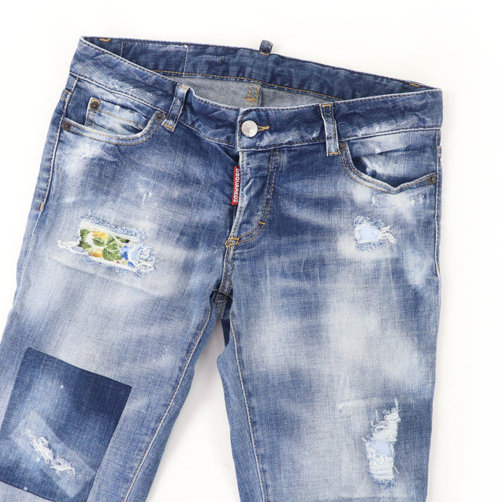 Great DSQUARED2 Denim pants design Indigo blue cotton Women 40 S75LB0589