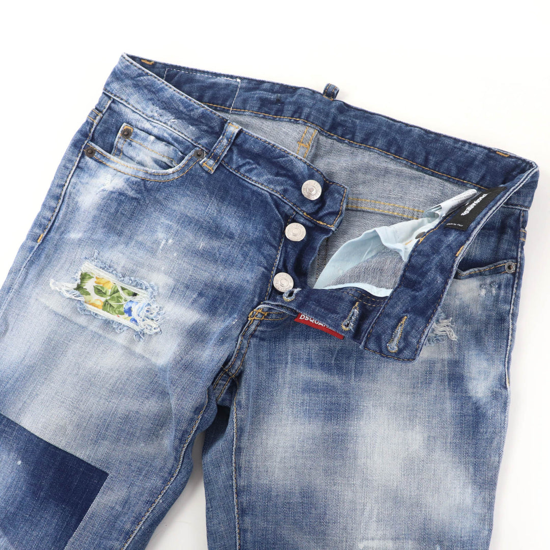 Great DSQUARED2 Denim pants design Indigo blue cotton Women 40 S75LB0589