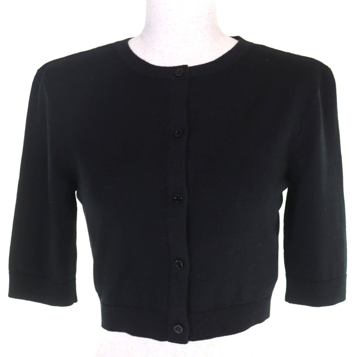Excellent SAINT LAURENT PARIS cardigan Cropped 3/4 Sleeve Knit black L 818026