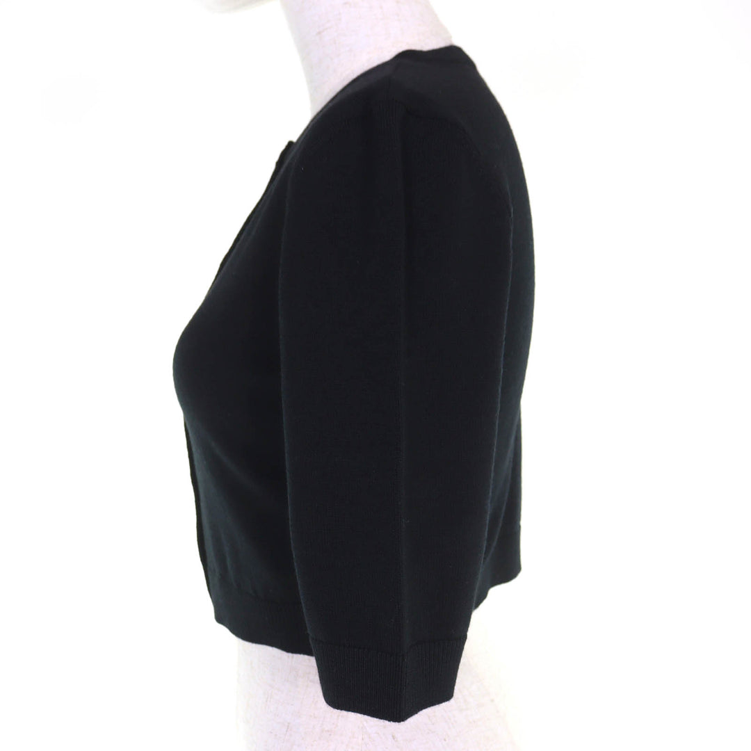 Excellent SAINT LAURENT PARIS cardigan Cropped 3/4 Sleeve Knit black L 818026