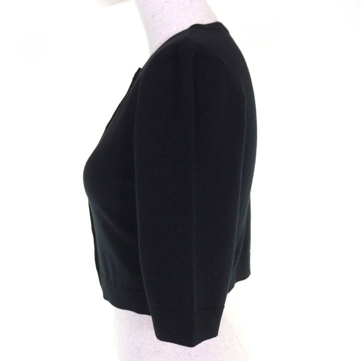Excellent SAINT LAURENT PARIS cardigan Cropped 3/4 Sleeve Knit black L 818026