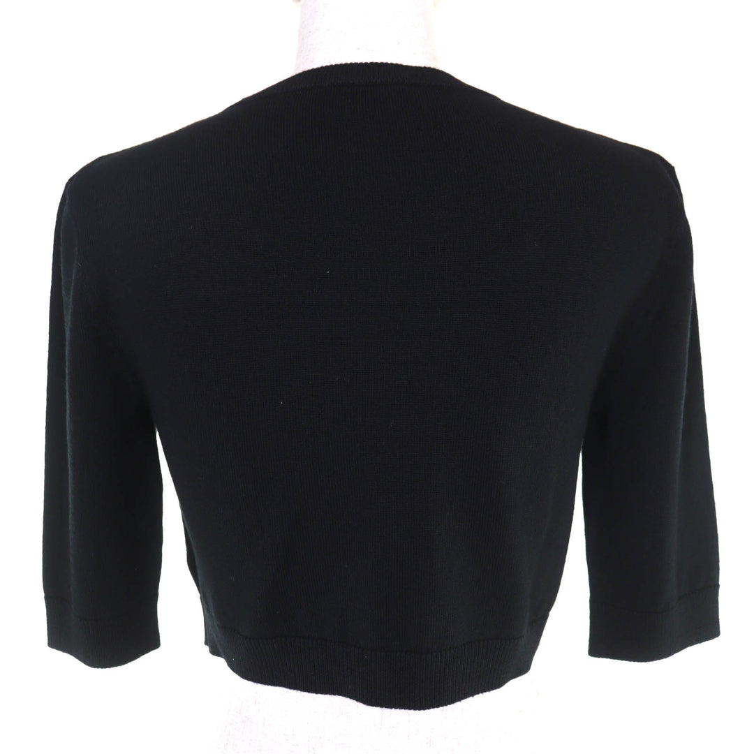 Excellent SAINT LAURENT PARIS cardigan Cropped 3/4 Sleeve Knit black L 818026