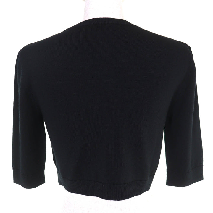 Excellent SAINT LAURENT PARIS cardigan Cropped 3/4 Sleeve Knit black L 818026