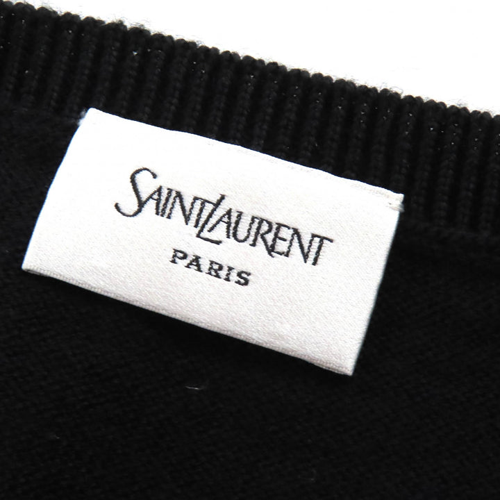 Excellent SAINT LAURENT PARIS cardigan Cropped 3/4 Sleeve Knit black L 818026