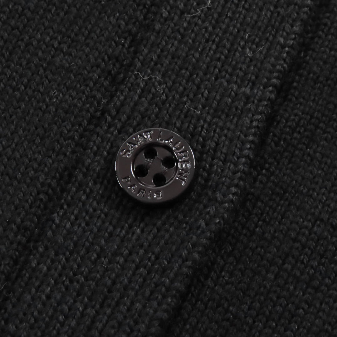 Excellent SAINT LAURENT PARIS cardigan Cropped 3/4 Sleeve Knit black L 818026