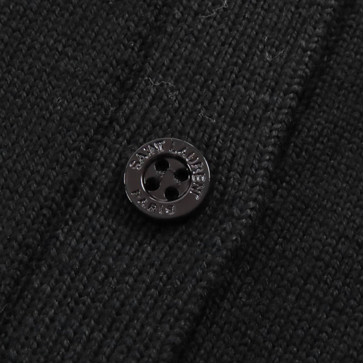 Excellent SAINT LAURENT PARIS cardigan Cropped 3/4 Sleeve Knit black L 818026