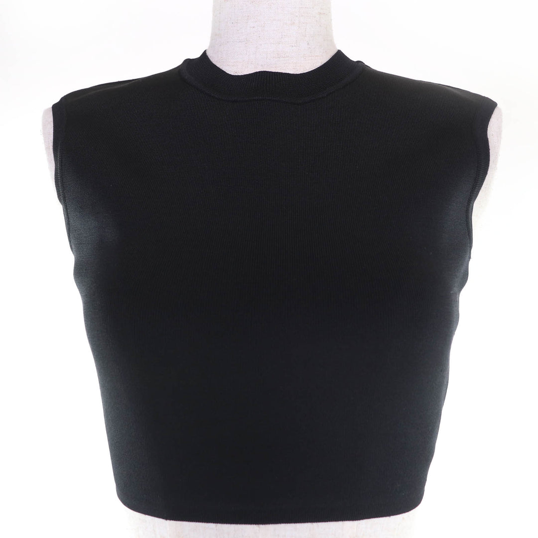 Excellent HERMES tops Cropped length Sleeveless black Nylon Women 34 2E2640DQ