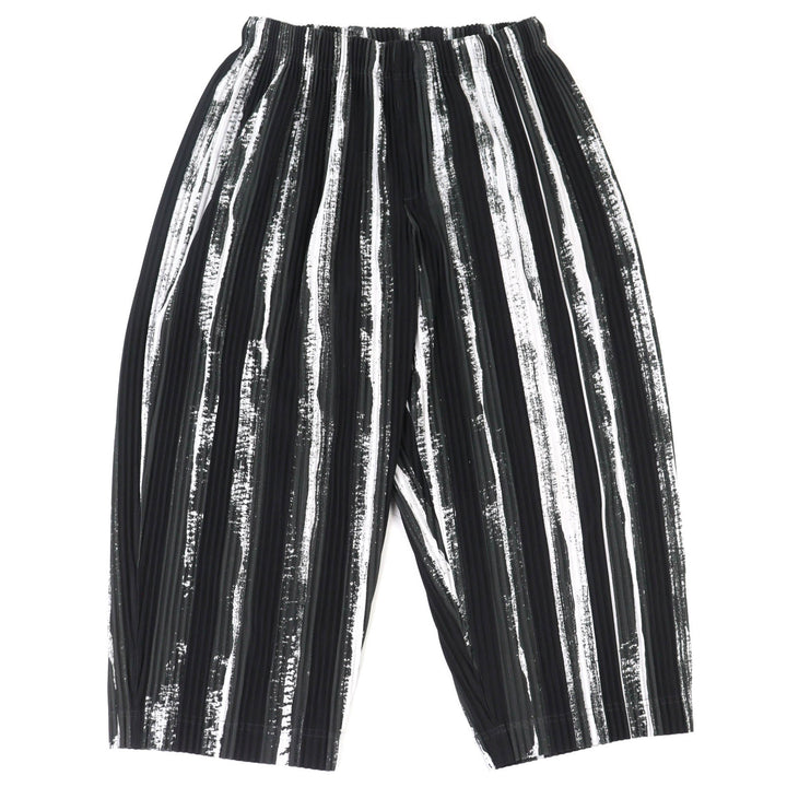 Excellent HOMME PLISSE ISSEY MIYAKE Pants Multi-stripe Pleated black 1 HP93JF167