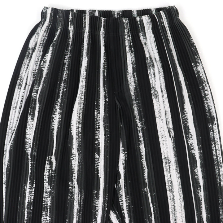 Excellent HOMME PLISSE ISSEY MIYAKE Pants Multi-stripe Pleated black 1 HP93JF167