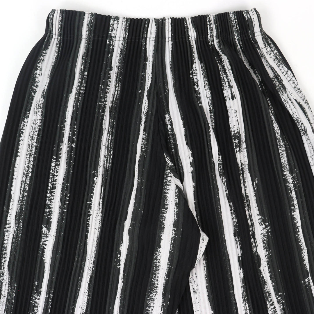 Excellent HOMME PLISSE ISSEY MIYAKE Pants Multi-stripe Pleated black 1 HP93JF167
