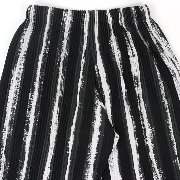 Excellent HOMME PLISSE ISSEY MIYAKE Pants Multi-stripe Pleated black 1 HP93JF167