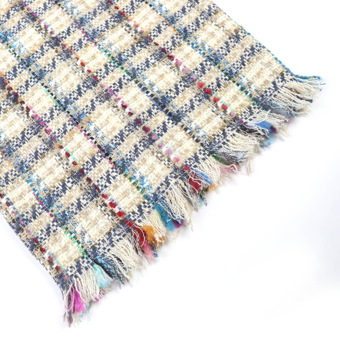Excellent ETRO Pants Check Pattern Tweed with Fringe at the Hem42 211-14096-1579