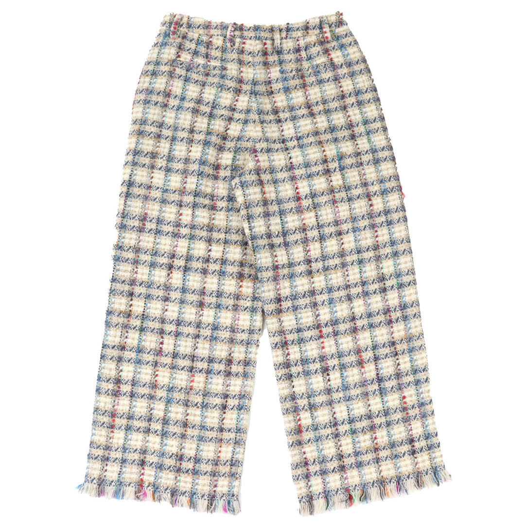 Excellent ETRO Pants Check Pattern Tweed with Fringe at the Hem42 211-14096-1579