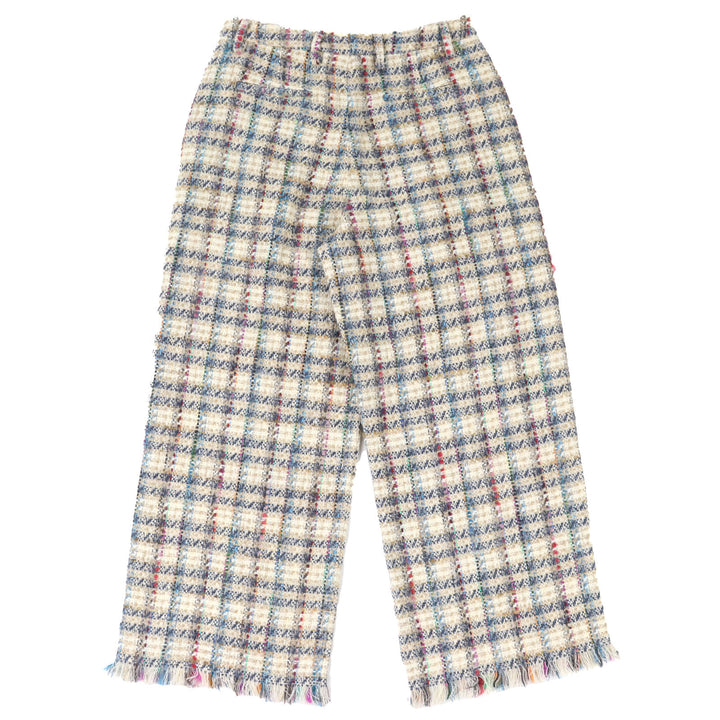 Excellent ETRO Pants Check Pattern Tweed with Fringe at the Hem42 211-14096-1579