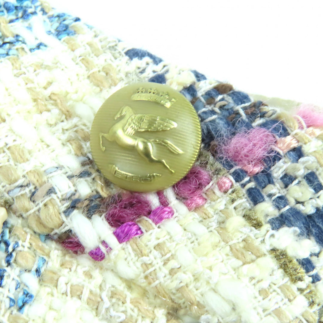 Excellent ETRO Pants Check Pattern Tweed with Fringe at the Hem42 211-14096-1579