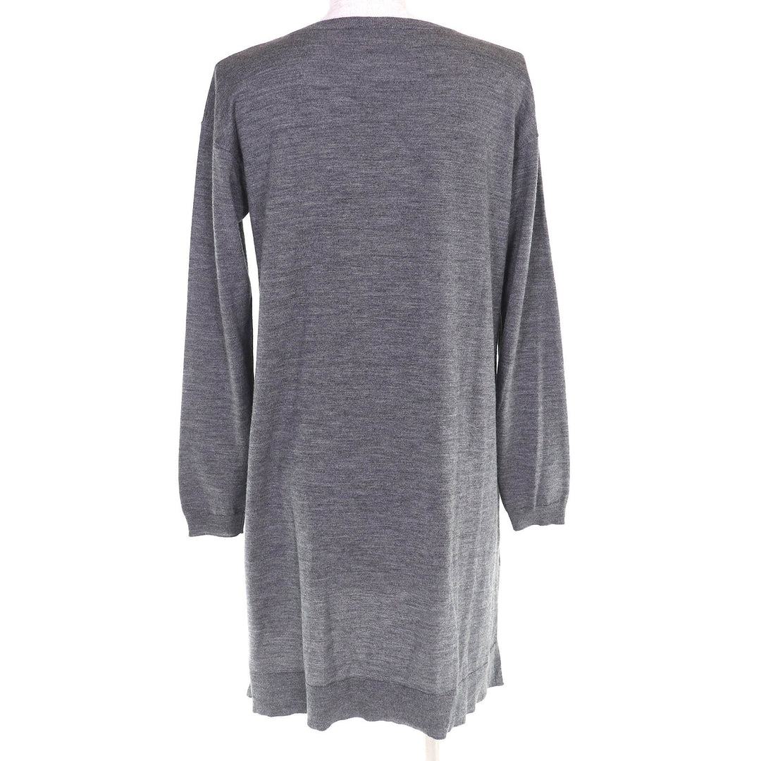 Great MIUMIU one piece Front ruffle design long sleeve knit gray wool 40 MMA382