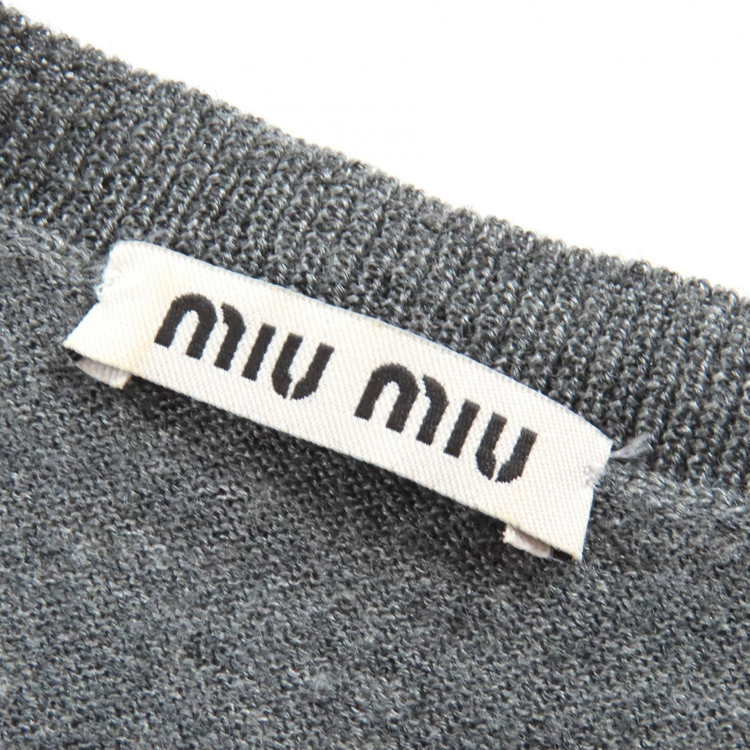 Great MIUMIU one piece Front ruffle design long sleeve knit gray wool 40 MMA382