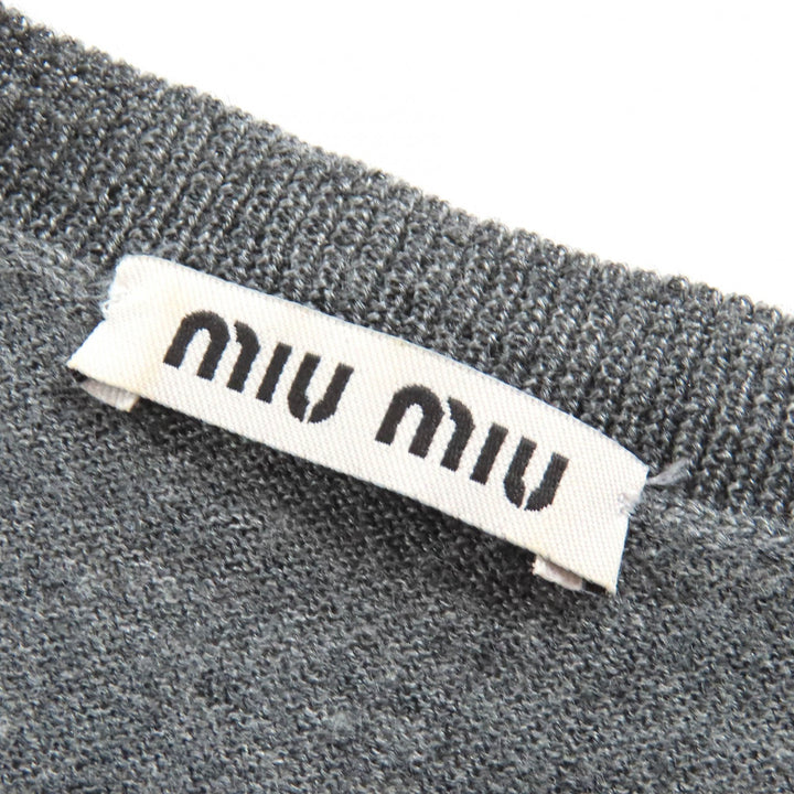 Great MIUMIU one piece Front ruffle design long sleeve knit gray wool 40 MMA382