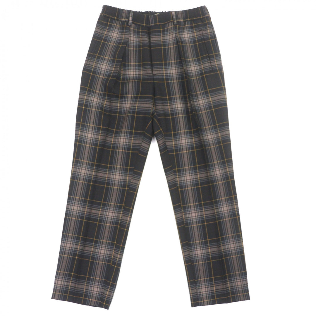Excellent FENDI Pants Tapered Check Pattern Brown wool mens 48 FB0962