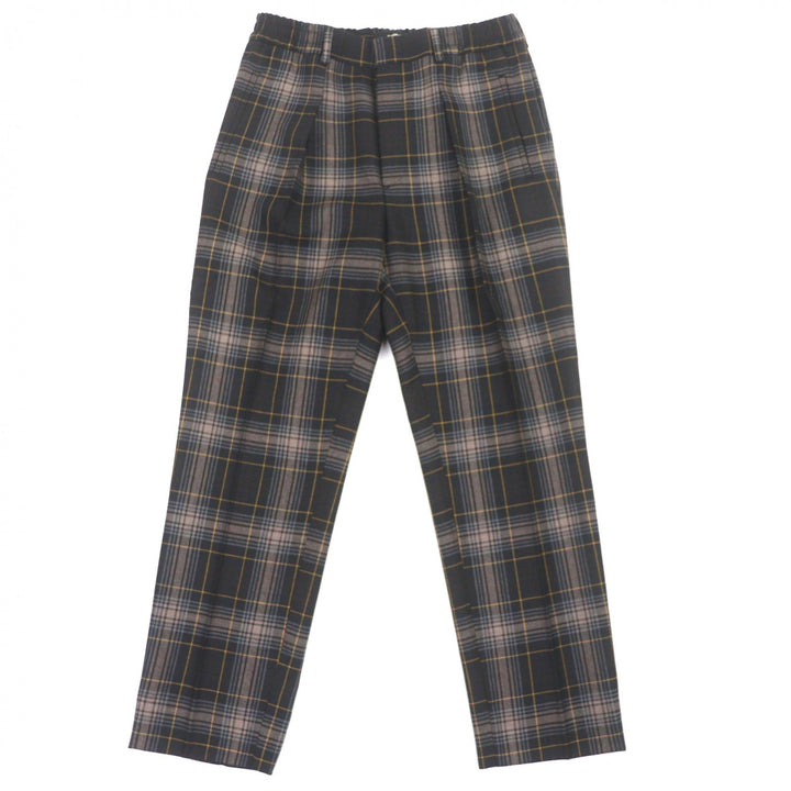 Excellent FENDI Pants Tapered Check Pattern Brown wool mens 48 FB0962