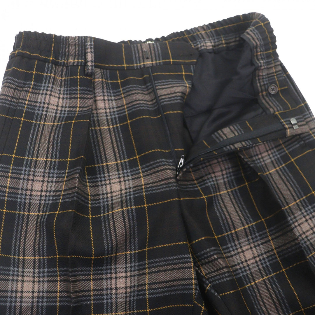 Excellent FENDI Pants Tapered Check Pattern Brown wool mens 48 FB0962