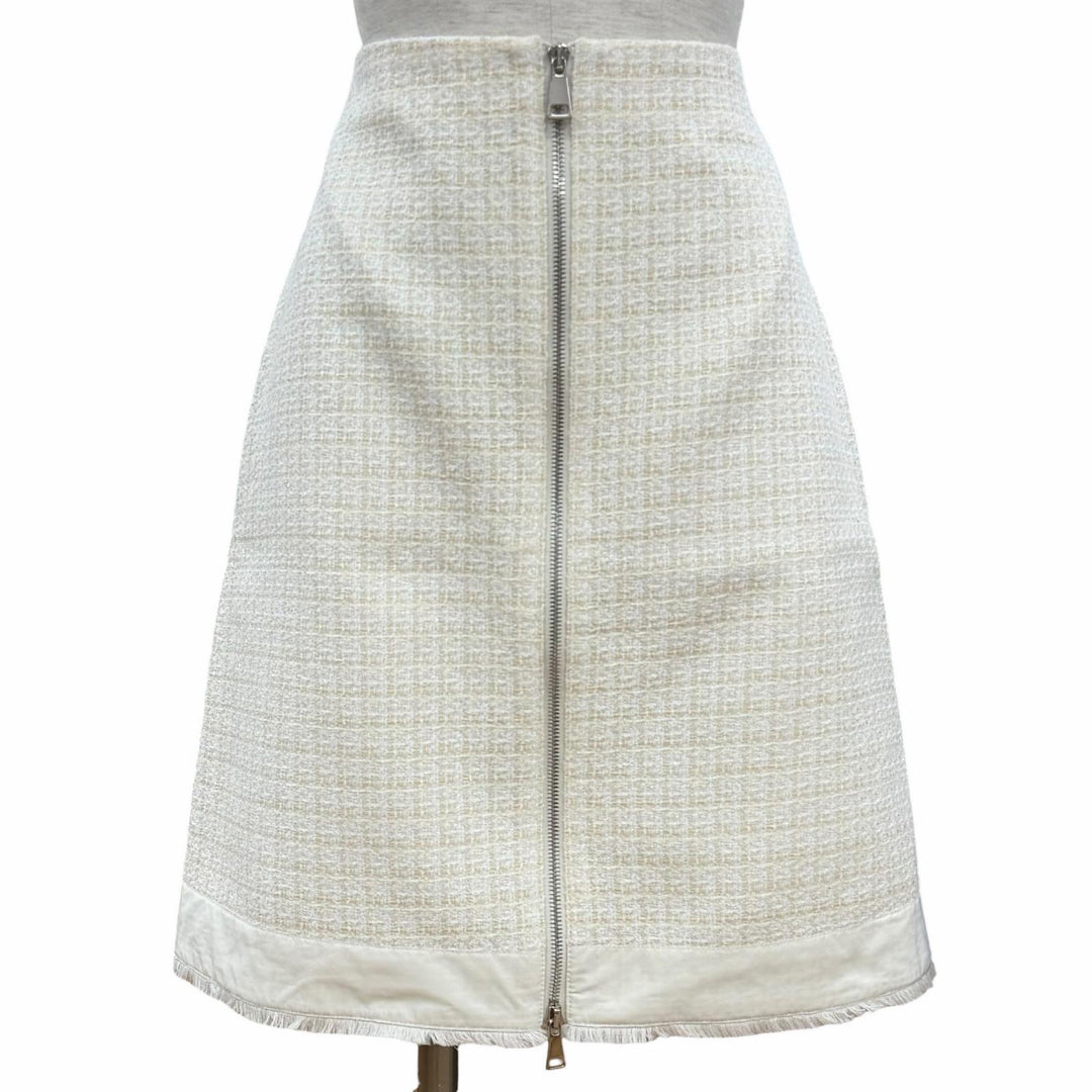 Pristine MONCLER Tweed skirt Ivory cotton Women 42 I10932D00005