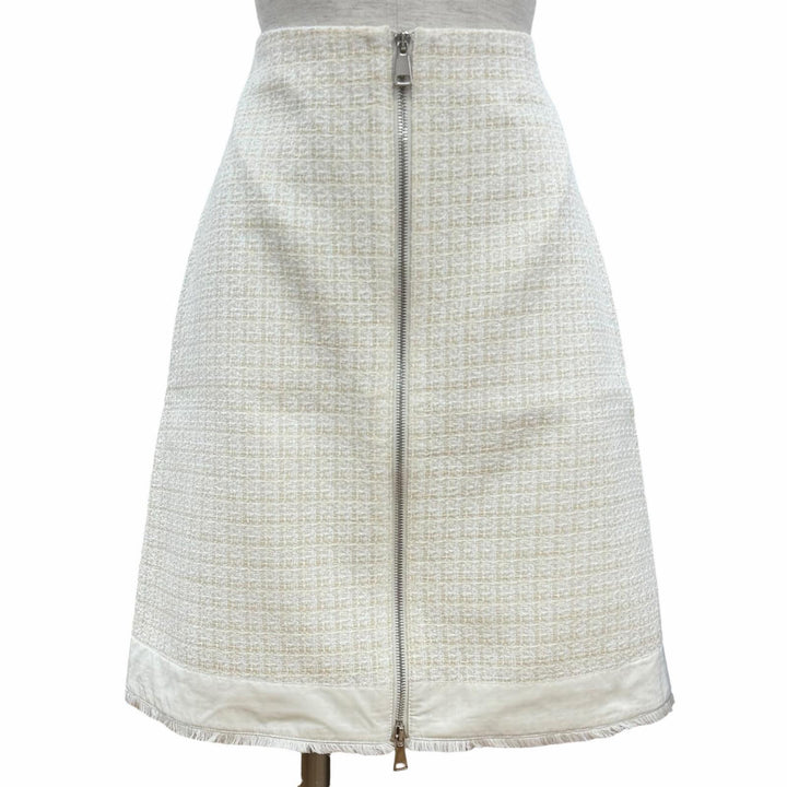 Pristine MONCLER Tweed skirt Ivory cotton Women 42 I10932D00005