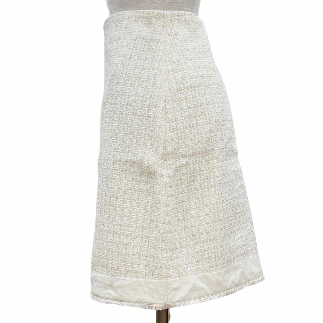 Pristine MONCLER Tweed skirt Ivory cotton Women 42 I10932D00005