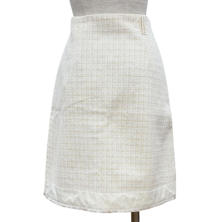 Pristine MONCLER Tweed skirt Ivory cotton Women 42 I10932D00005