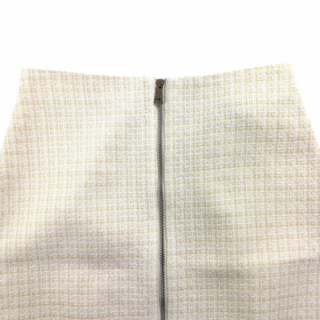 Pristine MONCLER Tweed skirt Ivory cotton Women 42 I10932D00005