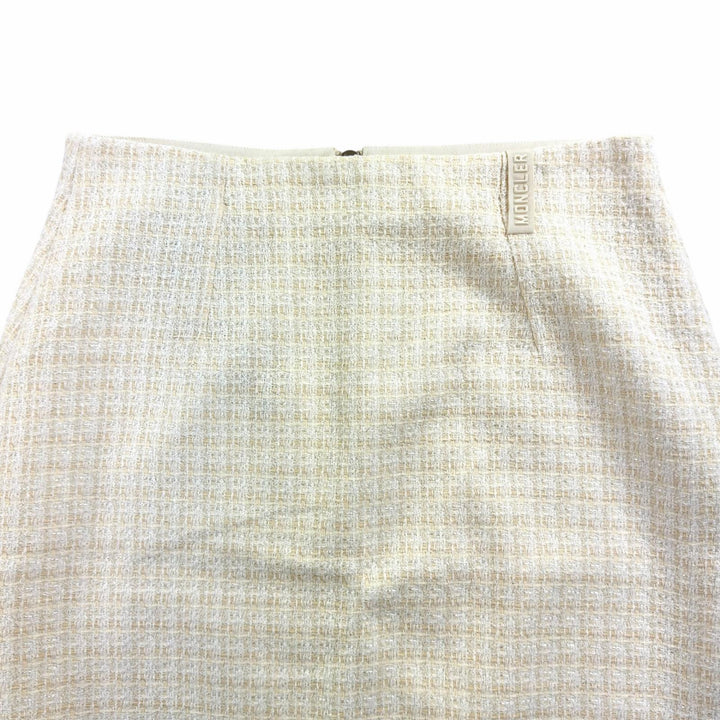 Pristine MONCLER Tweed skirt Ivory cotton Women 42 I10932D00005