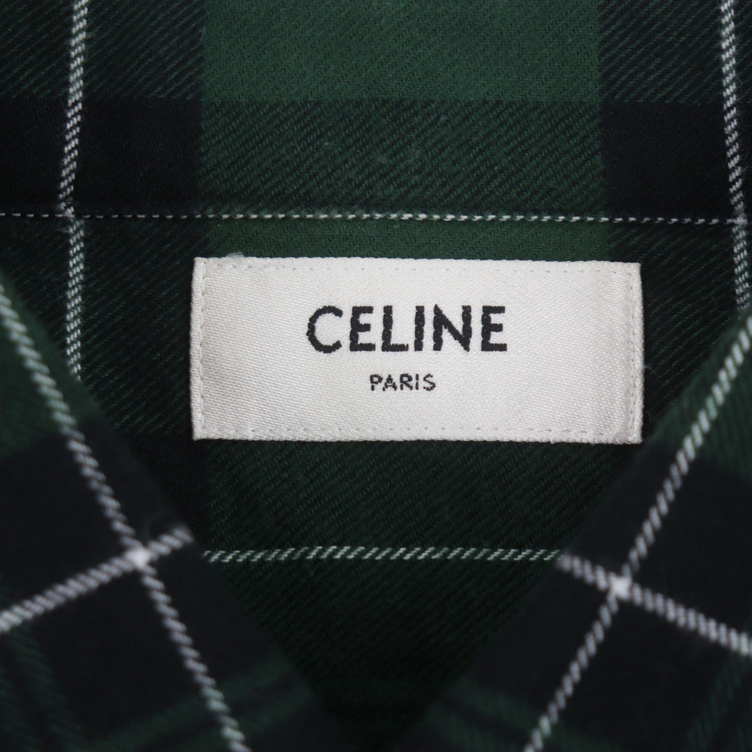 Great CELINE Long sleeve shirt green cotton mens 34 2C562178R