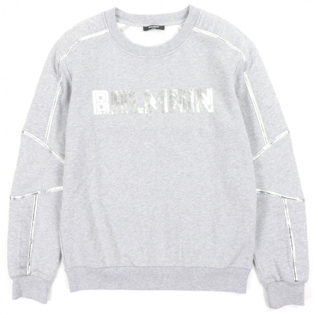 Excellent BALMAIN sweat gray cotton mens S JQ044B153