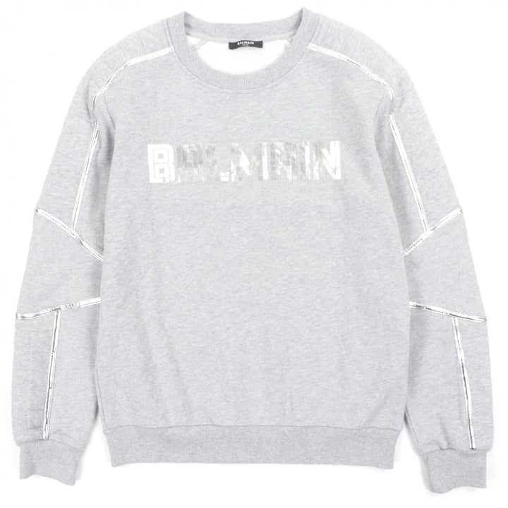 Excellent BALMAIN sweat gray cotton mens S JQ044B153
