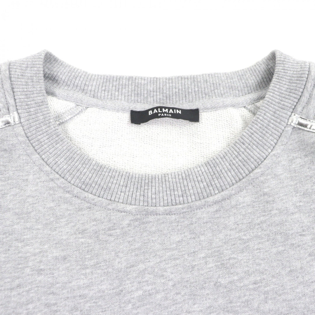 Excellent BALMAIN sweat gray cotton mens S JQ044B153